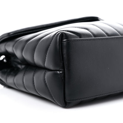Saint Laurent Calfskin Y Quilted Monogram Monochrome Small Loulou Chain Satchel Black 8 of 9