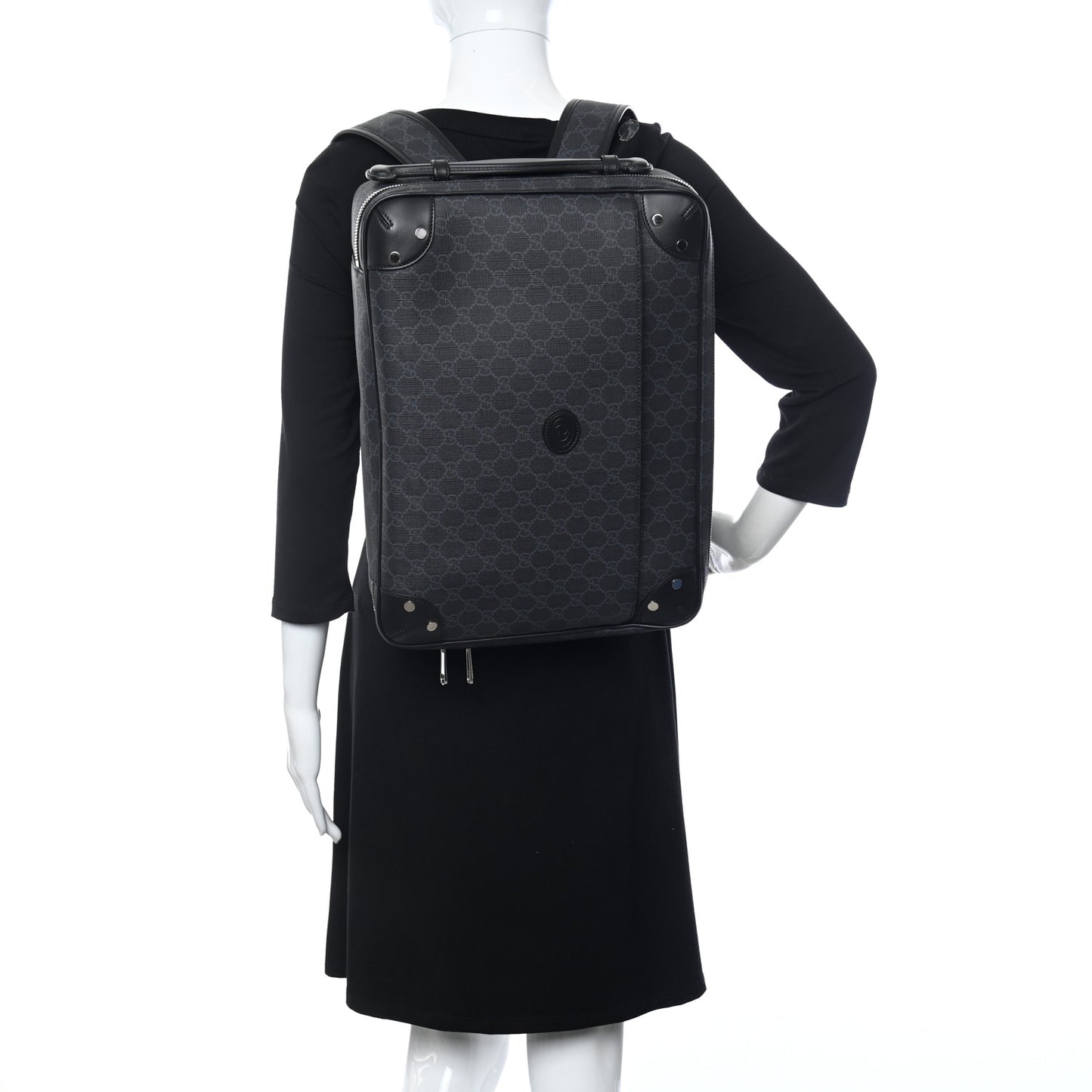 GG Supreme Monogram Briefcase Backpack Black Grey