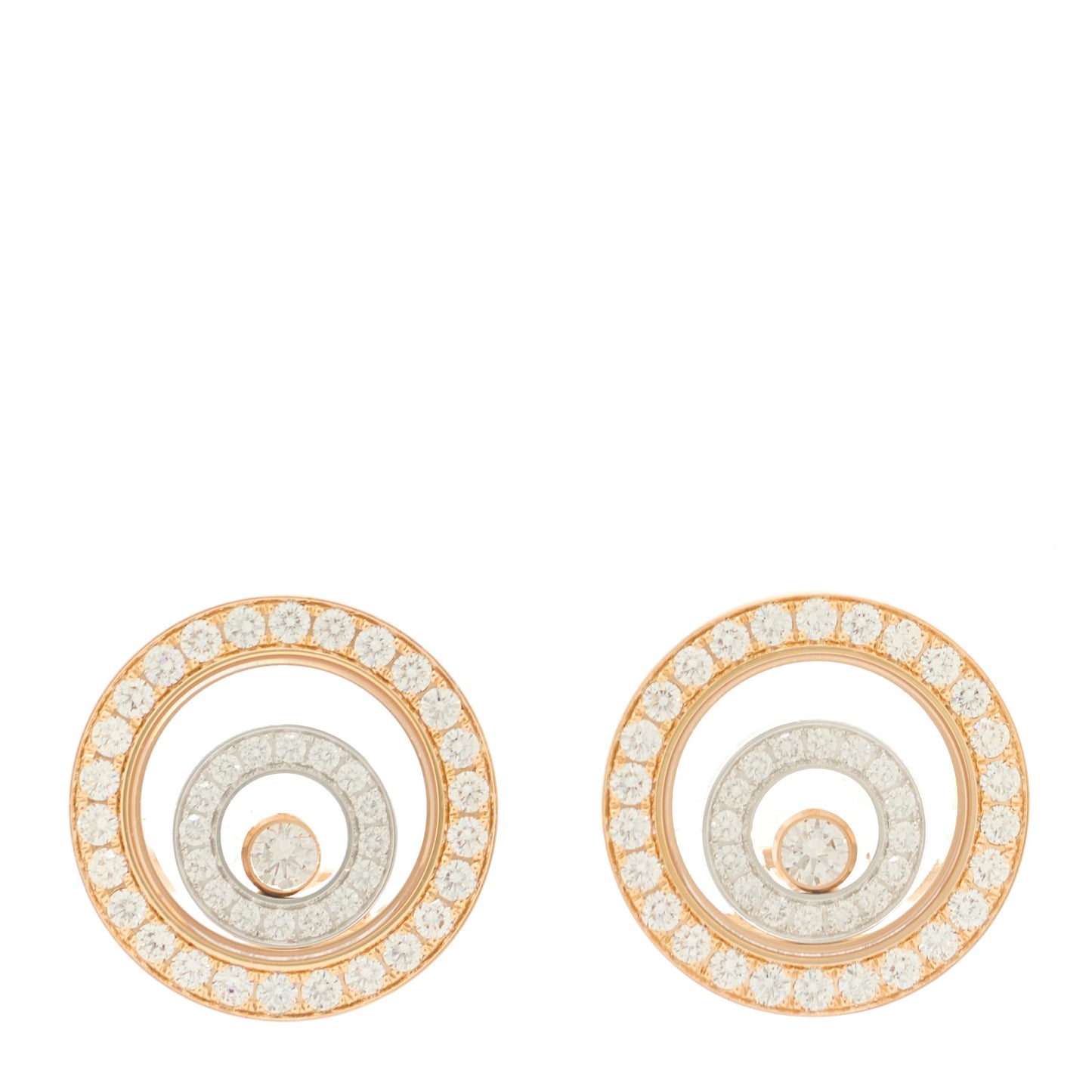 18K Rose White Gold Diamond Happy Spirit Pave Earrings