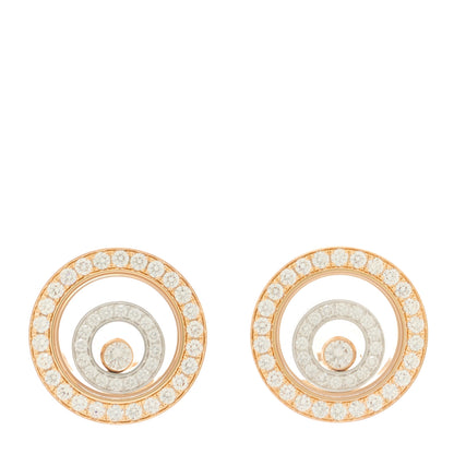 Chopard 18K Rose White Gold Diamond Happy Spirit Pave Earrings 1 of 4