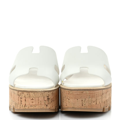 Hermes Calfskin Cork Eze 30 Sandals 38 White 2 of 10