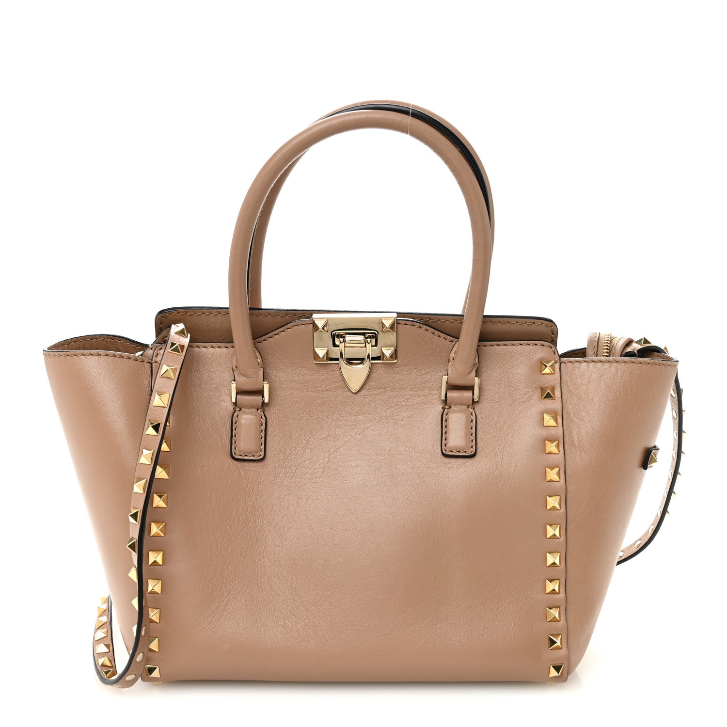 Valentino Garavani Vitello Small Rockstud Double Handle Tote Alpaca 1 of 10