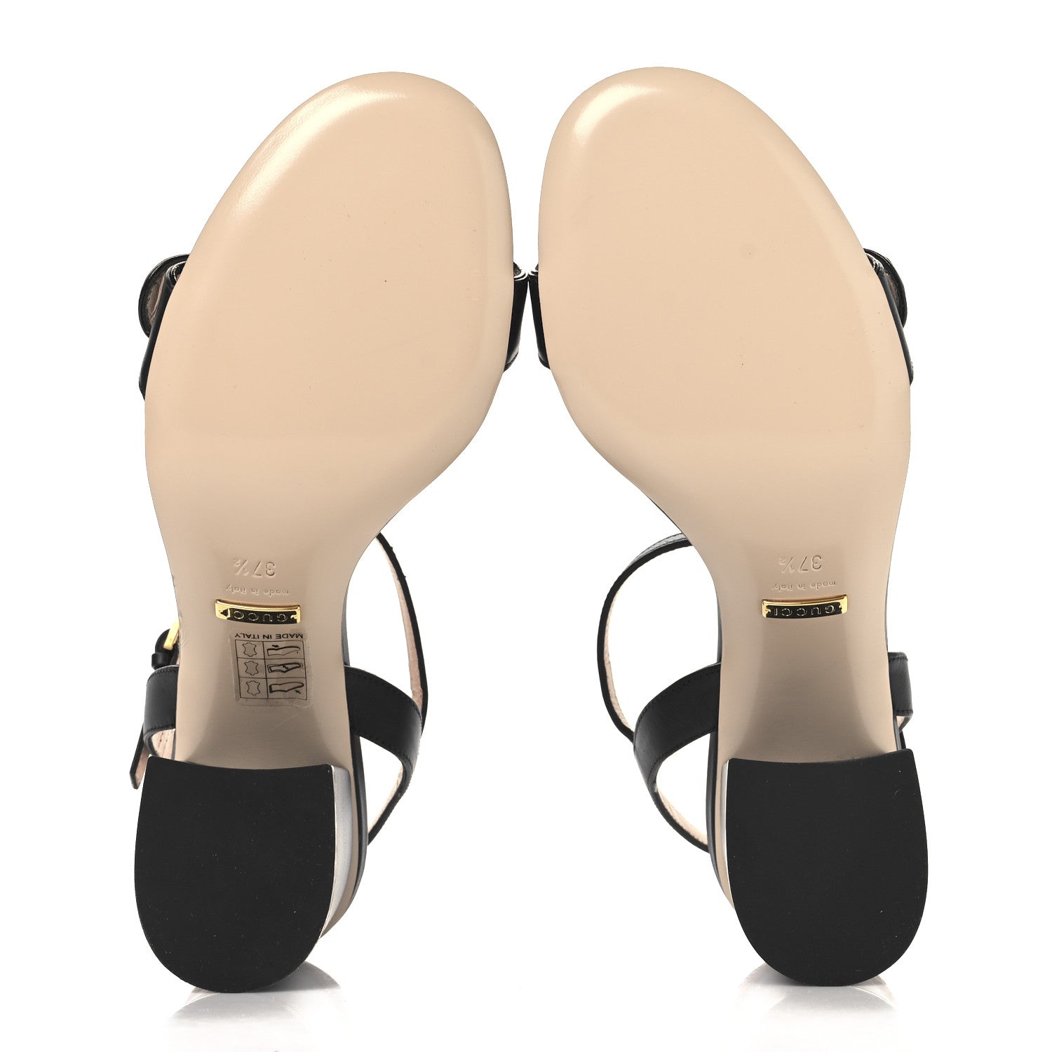 Gucci Lifford Calfskin GG Marmont Ankle Wrap 105mm Sandals 37.5 Black 6 of 8