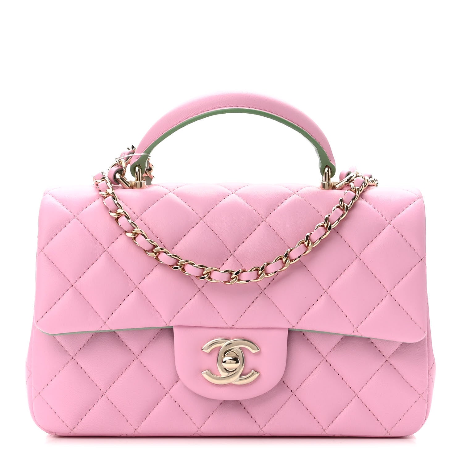 Chanel Lambskin Quilted Mini Top Handle Rectangular Flap Lilac Light Green 1 of 11