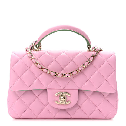 Chanel Lambskin Quilted Mini Top Handle Rectangular Flap Lilac Light Green 1 of 11