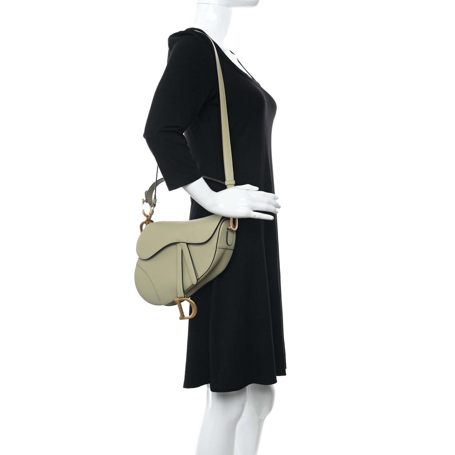 Christian Dior Grained Calfskin Saddle Bag With Strap Sage Green 2 of 8