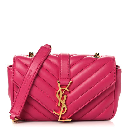 Saint Laurent Calfskin Matelasse Chevron Classic Monogram Baby Chain Bag Fuchsia 1 of 11