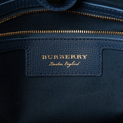 Burberry Haymarket Check Floral Print Small Canterbury Tote Mineral Blue Burnt Orange 5 of 10