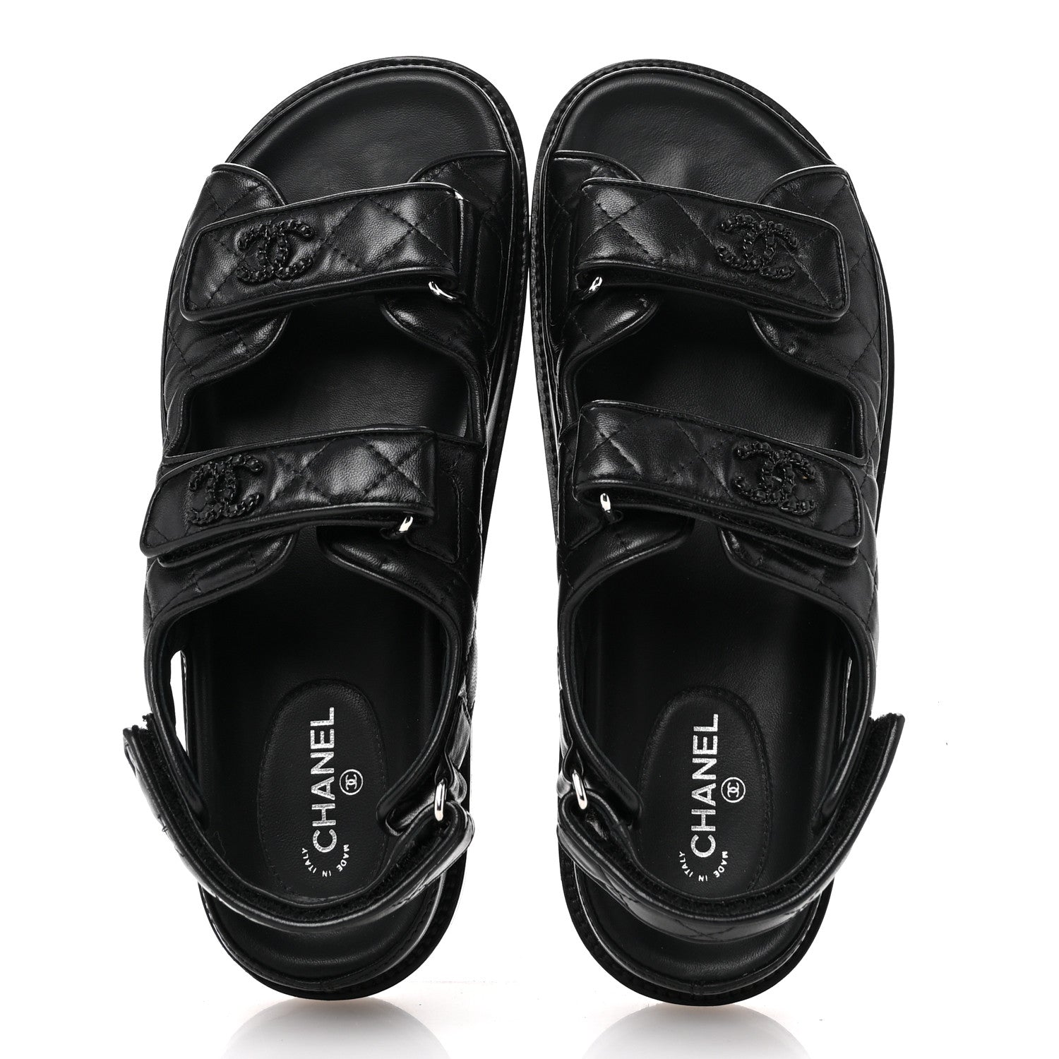 Chanel Lambskin Quilted Velcro Dad Sandals 39 So Black 2 of 9