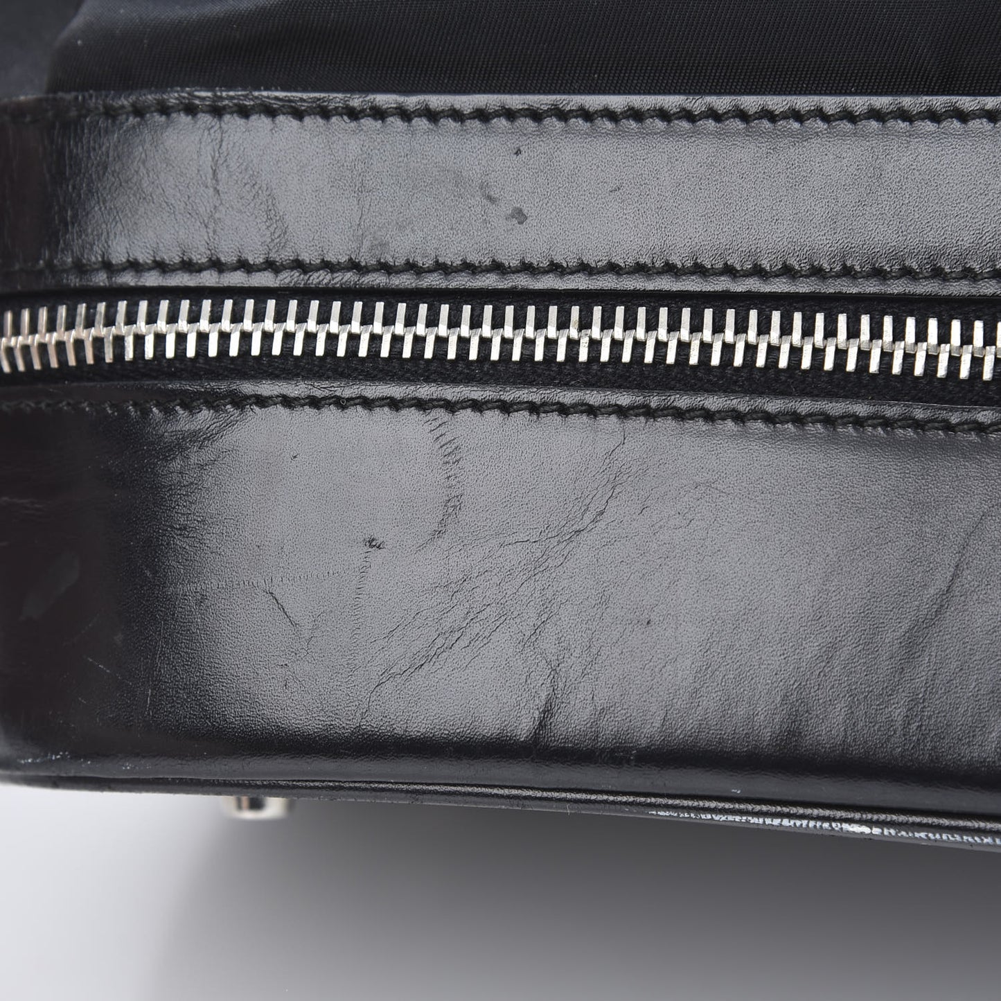 Tessuto Nylon Soft Calf Zip Around Satchel Black