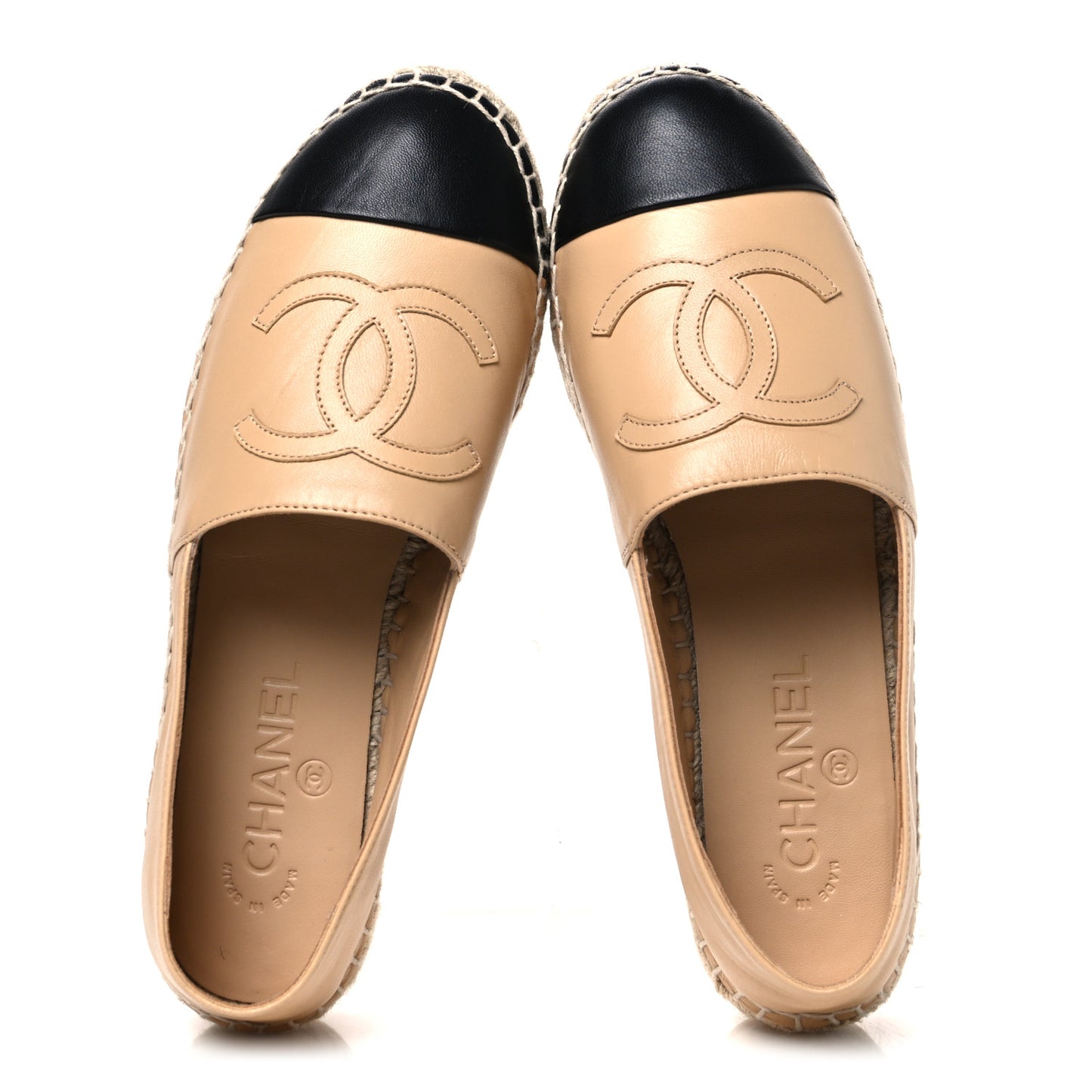 Lambskin CC Espadrilles 38 Beige Black 38 Beige Black