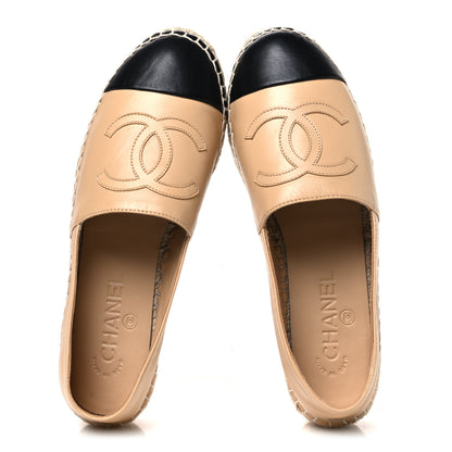Chanel Lambskin CC Espadrilles 38 Beige Black 38 Beige Black 2 of 11