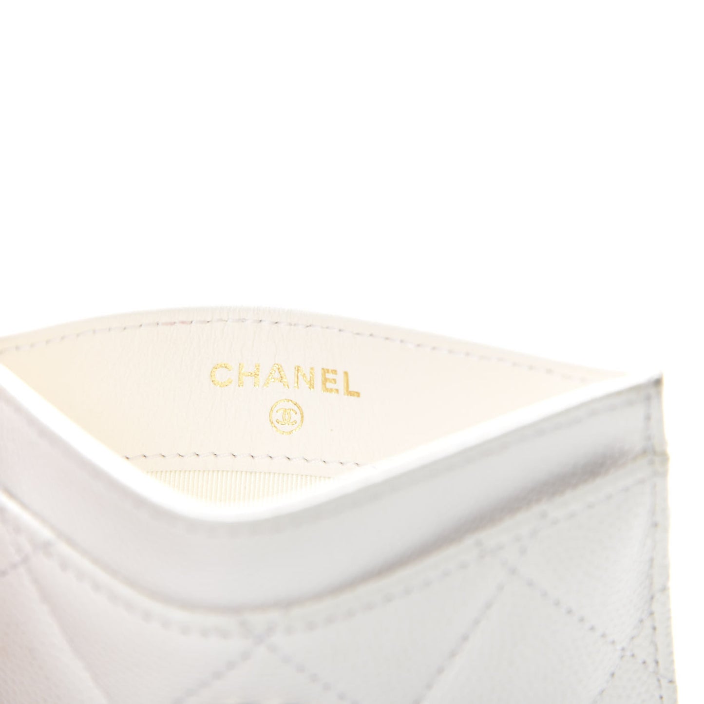 Caviar Quilted Card Holder White