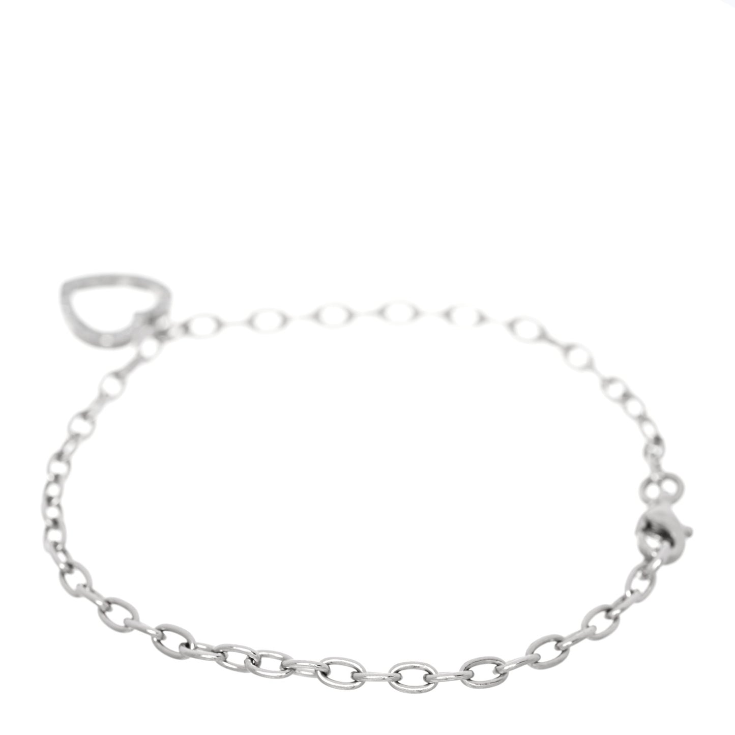 Platinum Diamond Heart Charm Bracelet