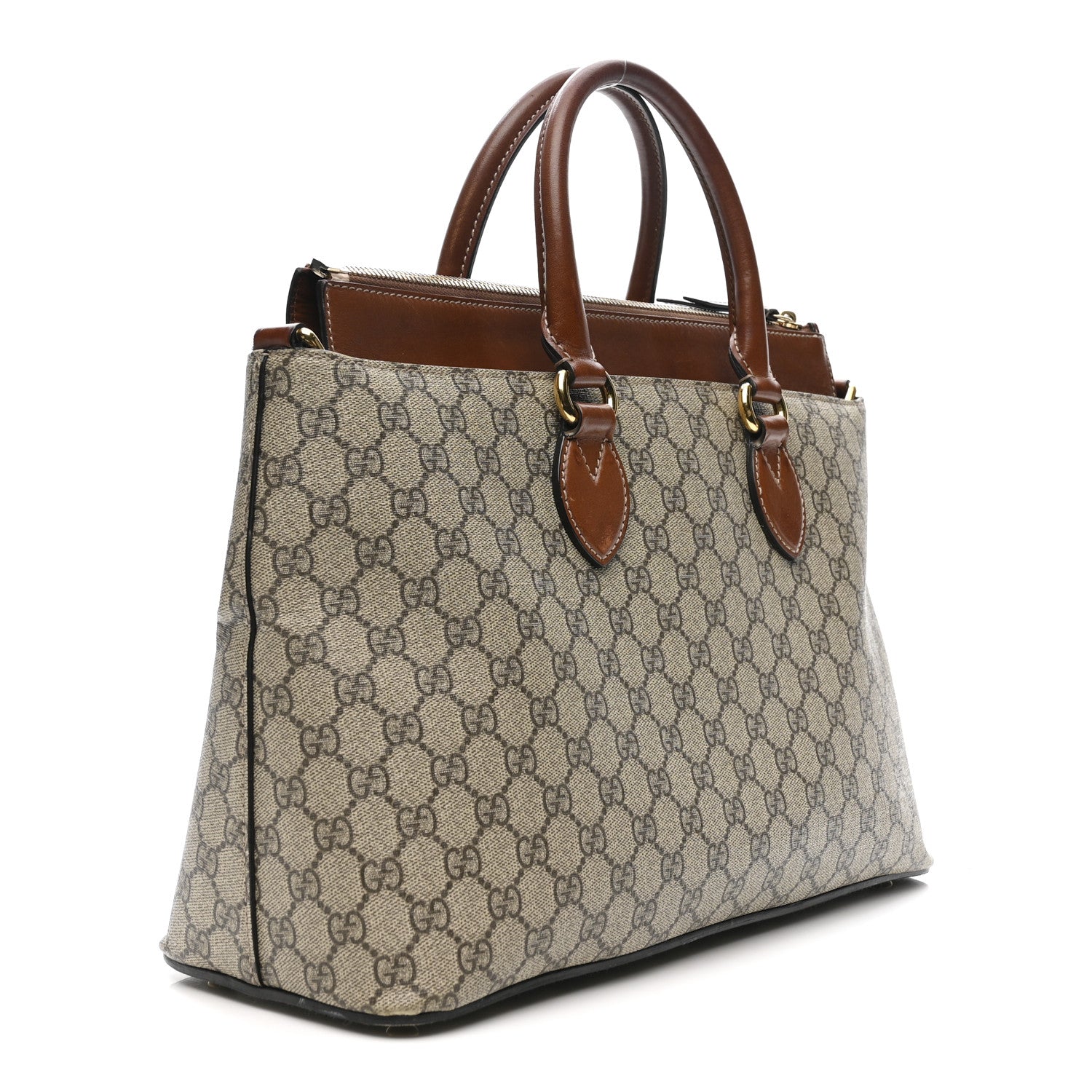 Gucci GG Supreme Monogram Small Zip Top Tote Beige Tuscany 1840613