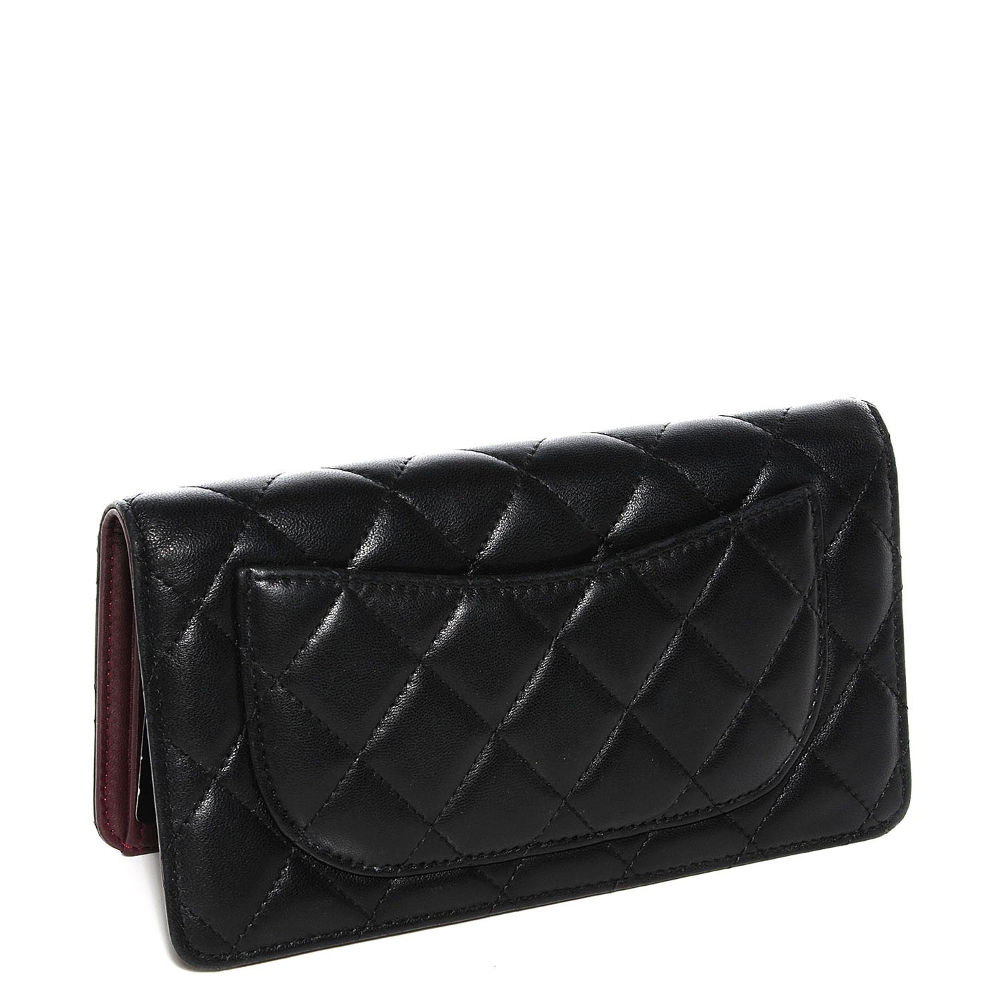 Lambskin Quilted Yen Wallet Black