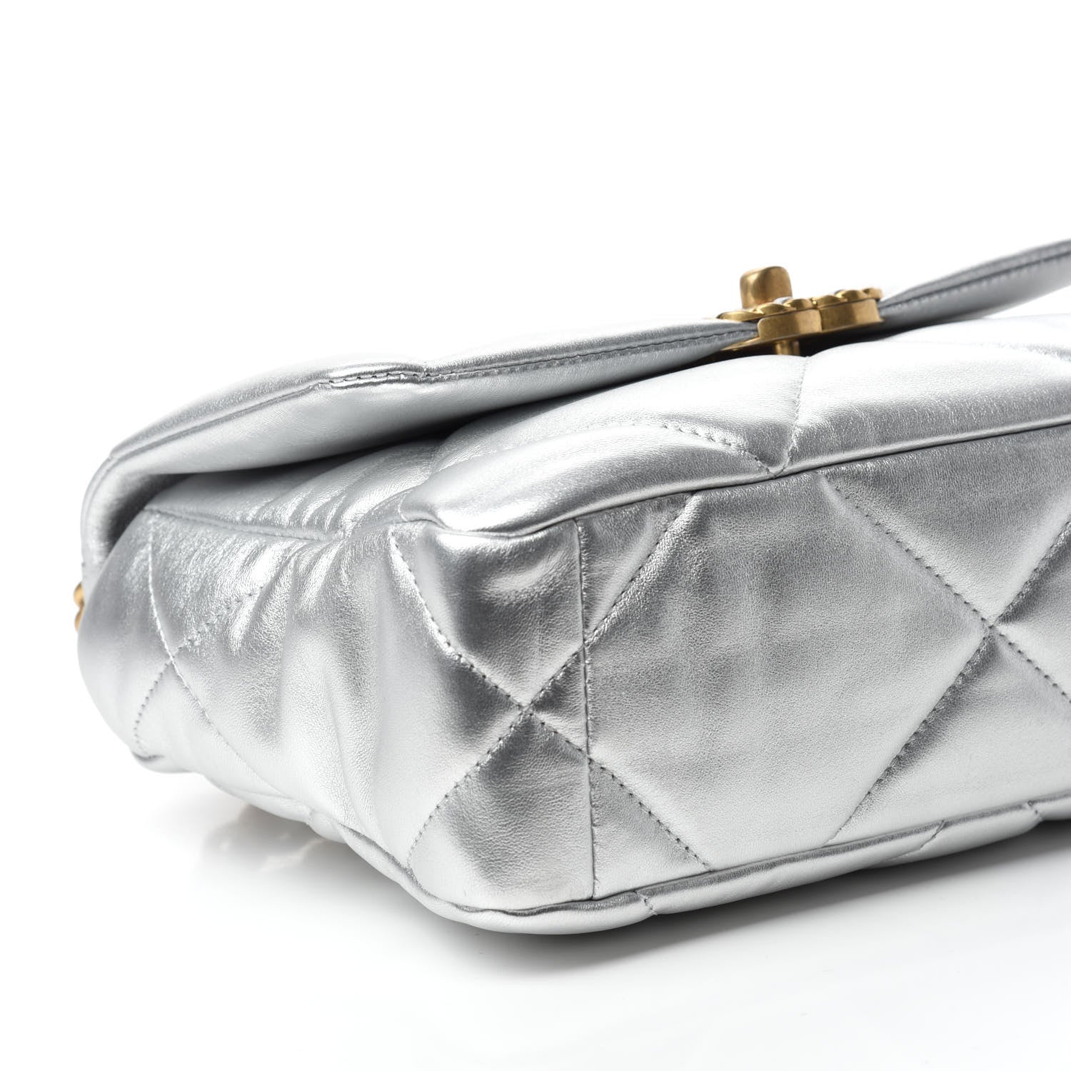 Chanel Metallic Lambskin Quilted Medium Chanel 19 Flap Silver 6 of 10