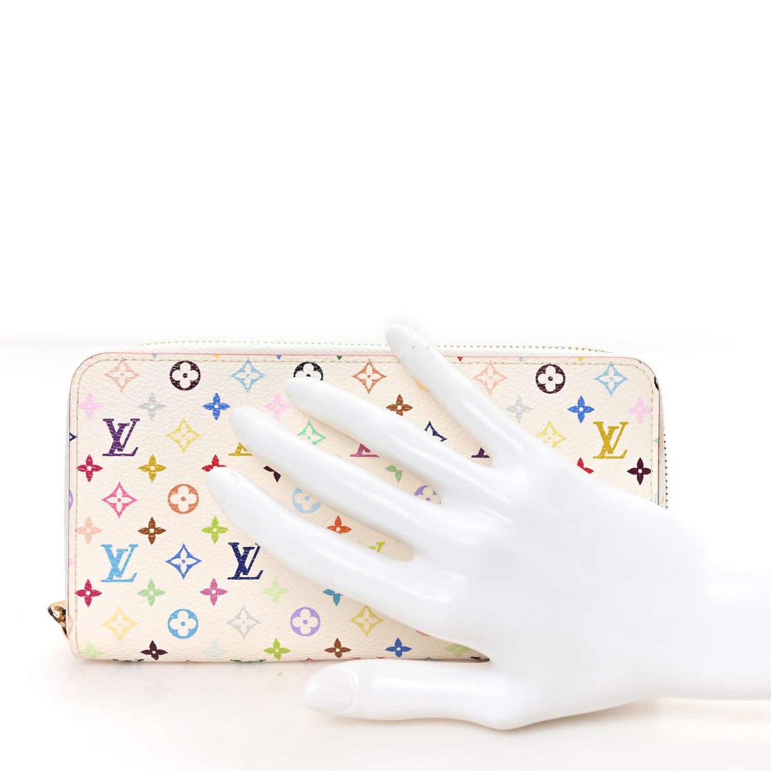 Louis Vuitton Monogram Multicolor Zippy Wallet White Orange 2 of 6