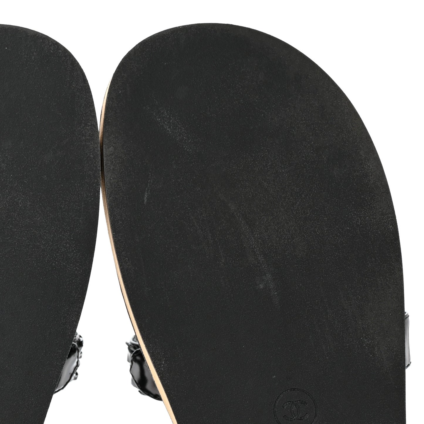 Laminated Goatskin Chain Sandals 39 Black