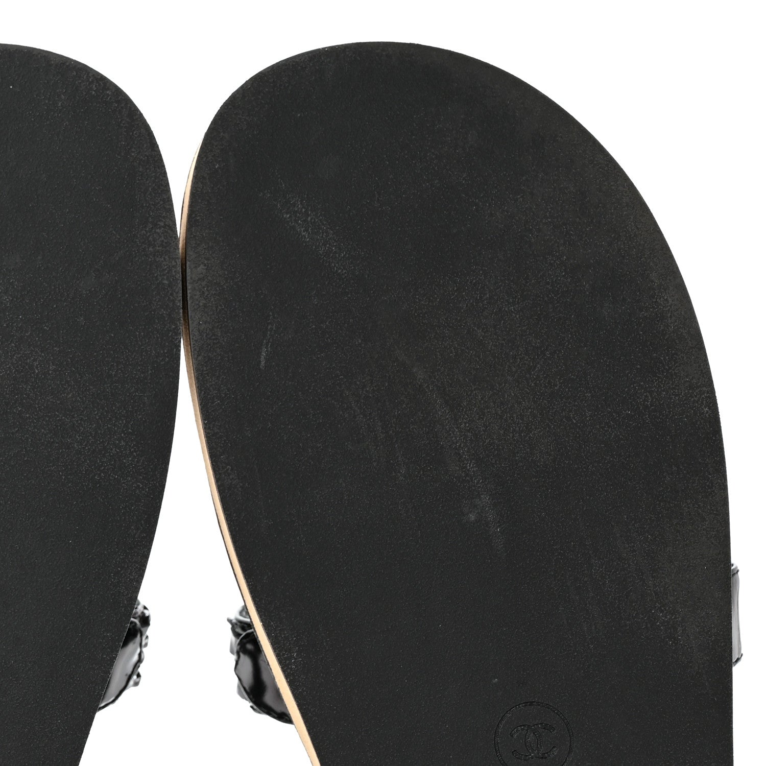 Chanel Laminated Goatskin Chain Sandals 39 Black 9 of 9