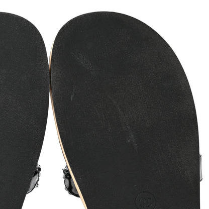Chanel Laminated Goatskin Chain Sandals 39 Black 9 of 9