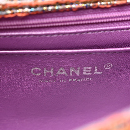 Chanel Tweed Quilted Mini Rectangular Flap Blue Pink Orange 6 of 10