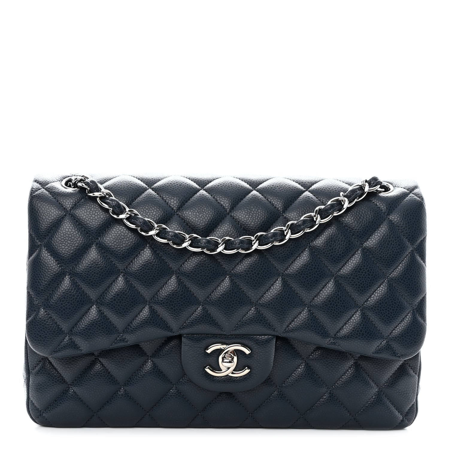 Chanel Caviar Quilted Jumbo Double Flap Navy Blue 1 of 10