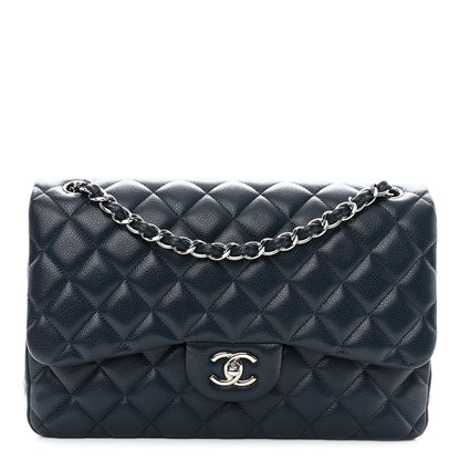 Chanel Caviar Quilted Jumbo Double Flap Navy Blue 1 of 10