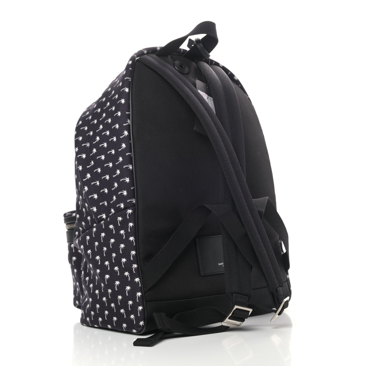 Canvas Palm Tree Print City Backpack Black White