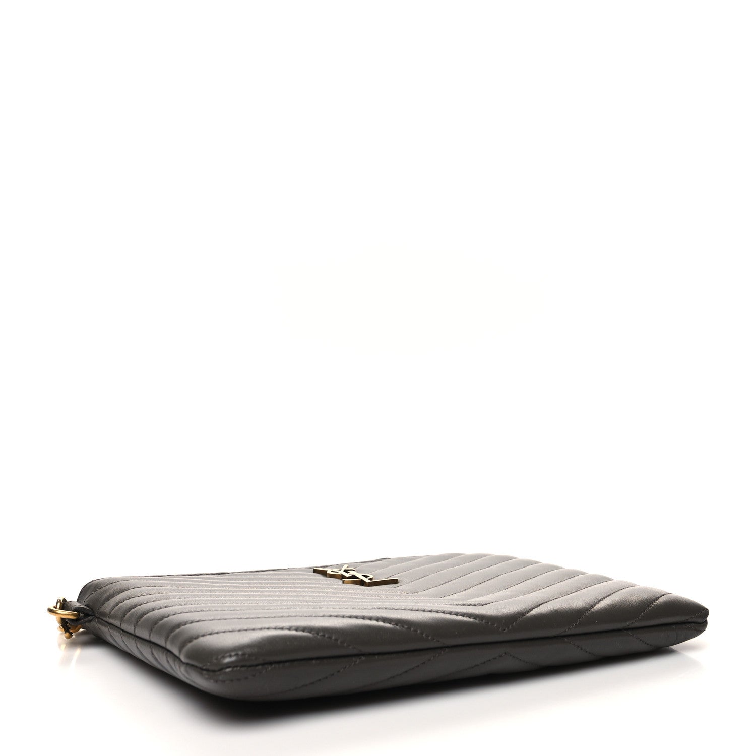 Saint Laurent Calfskin Matelasse Chevron Monogram A5 Wristlet Pebble 4 of 11
