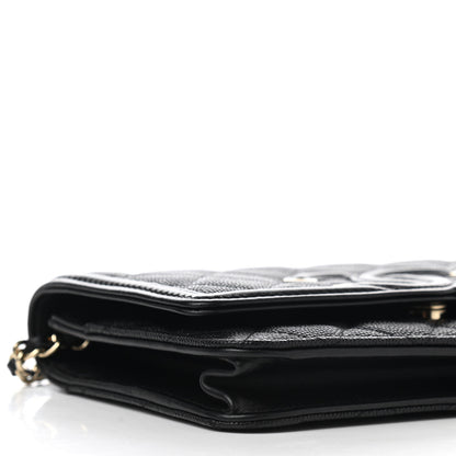 Chanel Caviar Quilted CC Filigree Wallet On Chain WOC Black 11 of 14