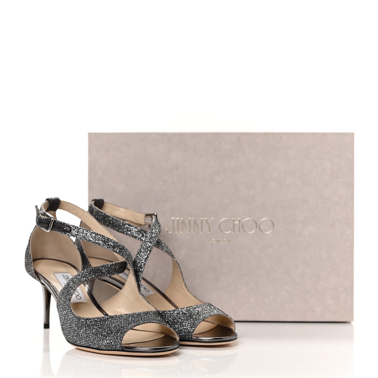 Jimmy Choo Dusty Glitter Emily 65 Sandals 38 Anthracite 8 of 8
