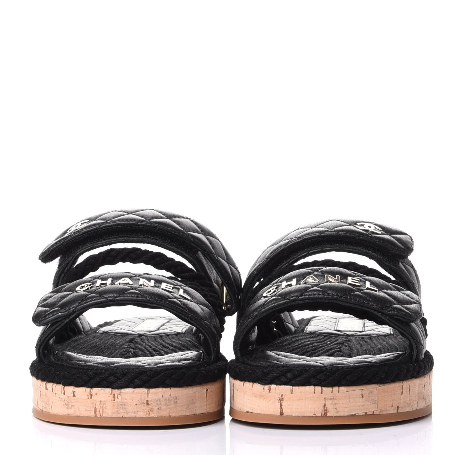 Cord Lambskin Quilted Logo Mules 37 Black