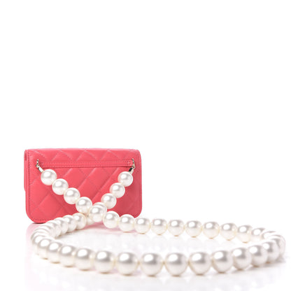 Chanel Calfskin Quilted Maxi Pearls Clutch With Chain Pink 3 of 11