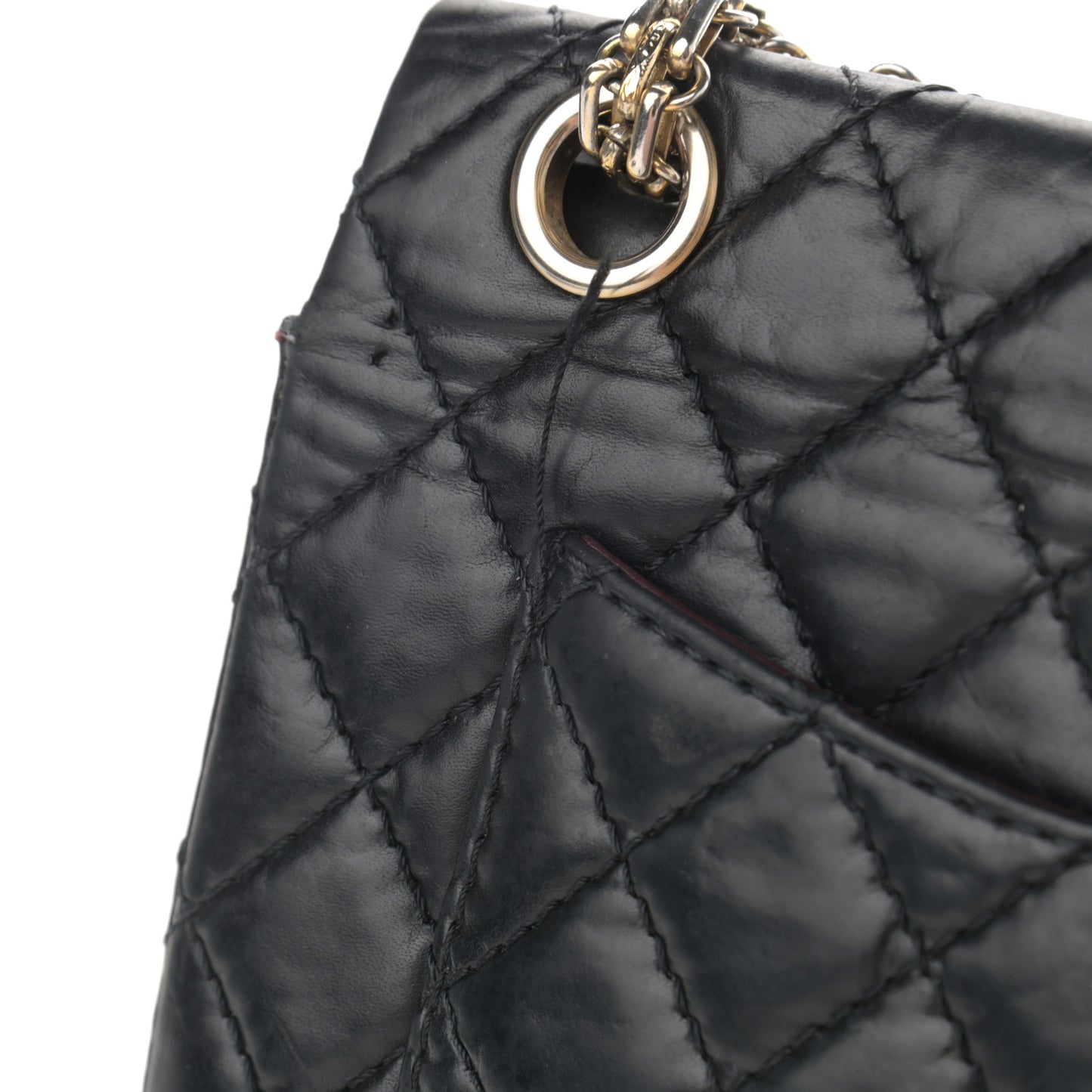 Aged Calfskin Quilted 2.55 Reissue 224 Flap Black