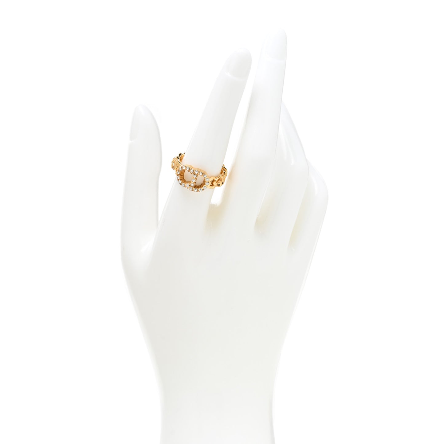 Metal Crystal Danseuse Etoile Chain Ring L 54 7 Gold