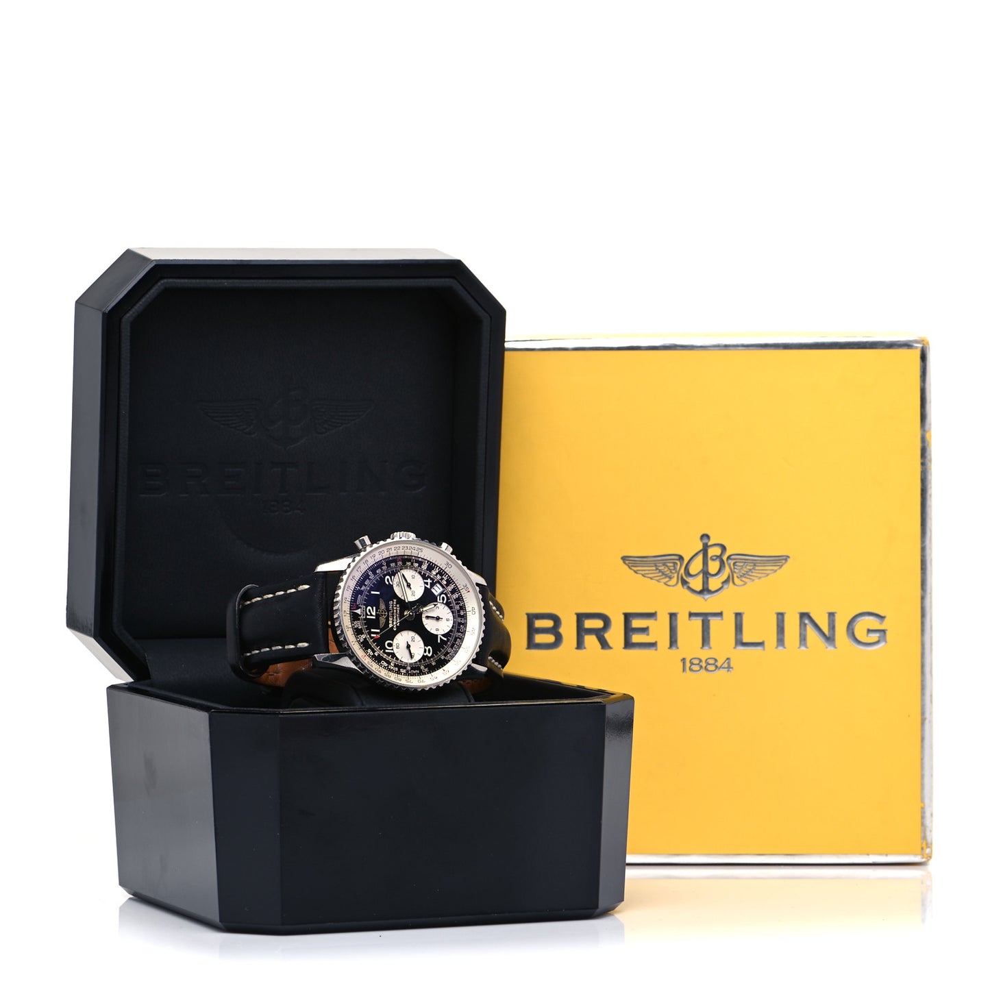 Stainless Steel Calfskin 42mm Navitimer Chronograph Automatic Watch Black A2332212