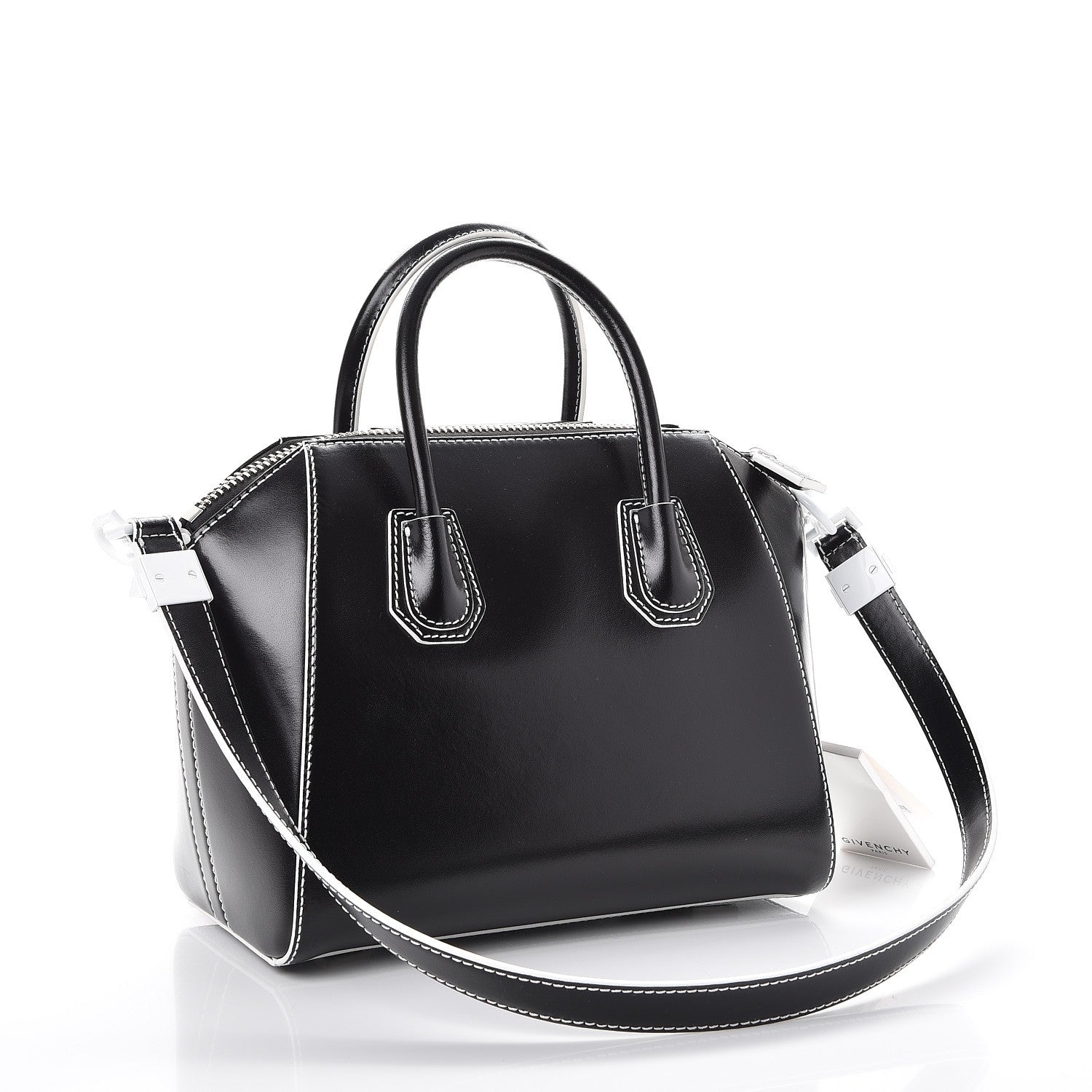 Givenchy Calfskin Contrast Topstitch Small Antigona Black White 3 of 7