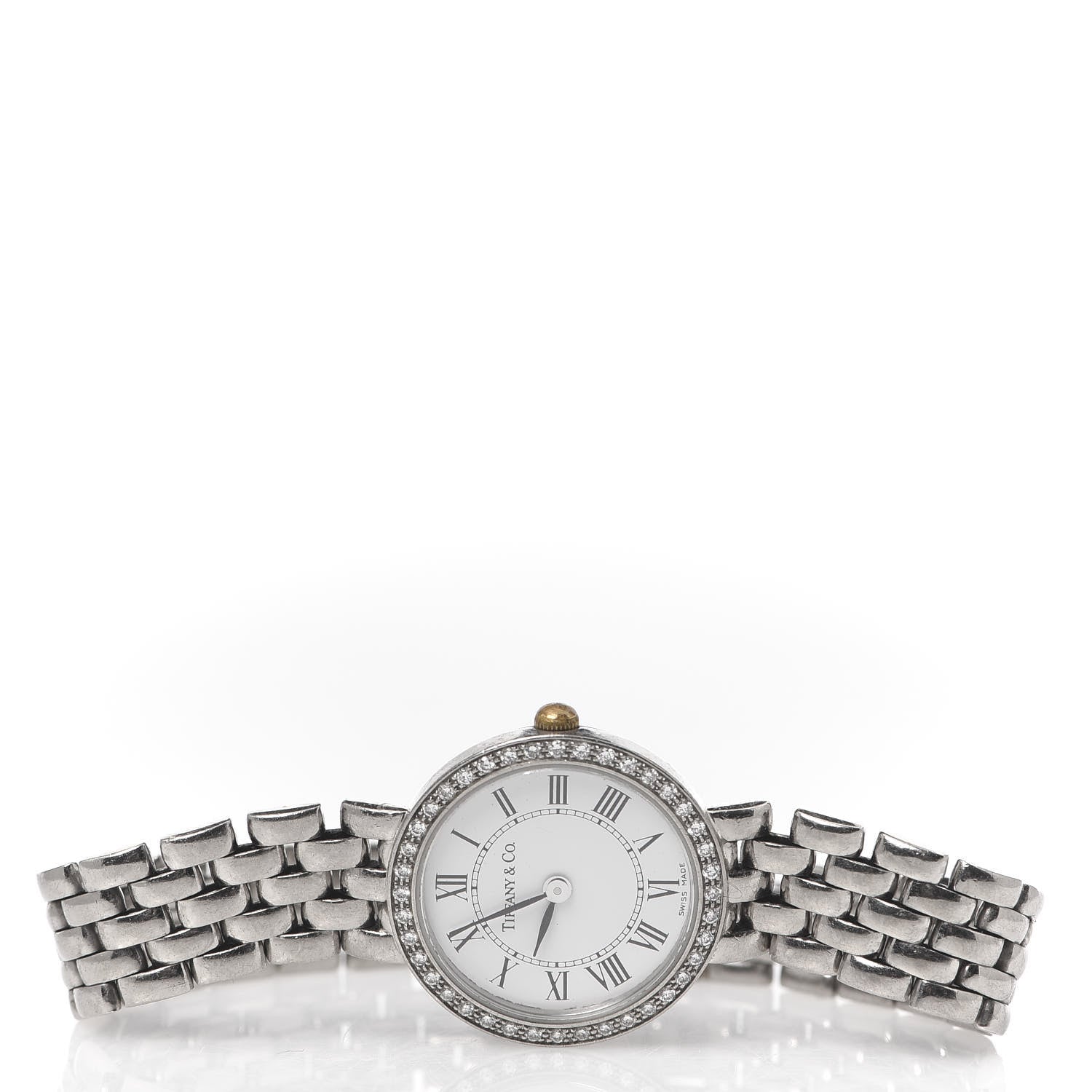 Tiffany 14K White Gold Diamond Bezel 22mm Classic Quartz Watch 3 of 8