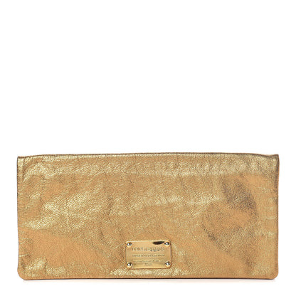Dolce & Gabbana Metallic Calfskin Flap Clutch Gold 1 of 10