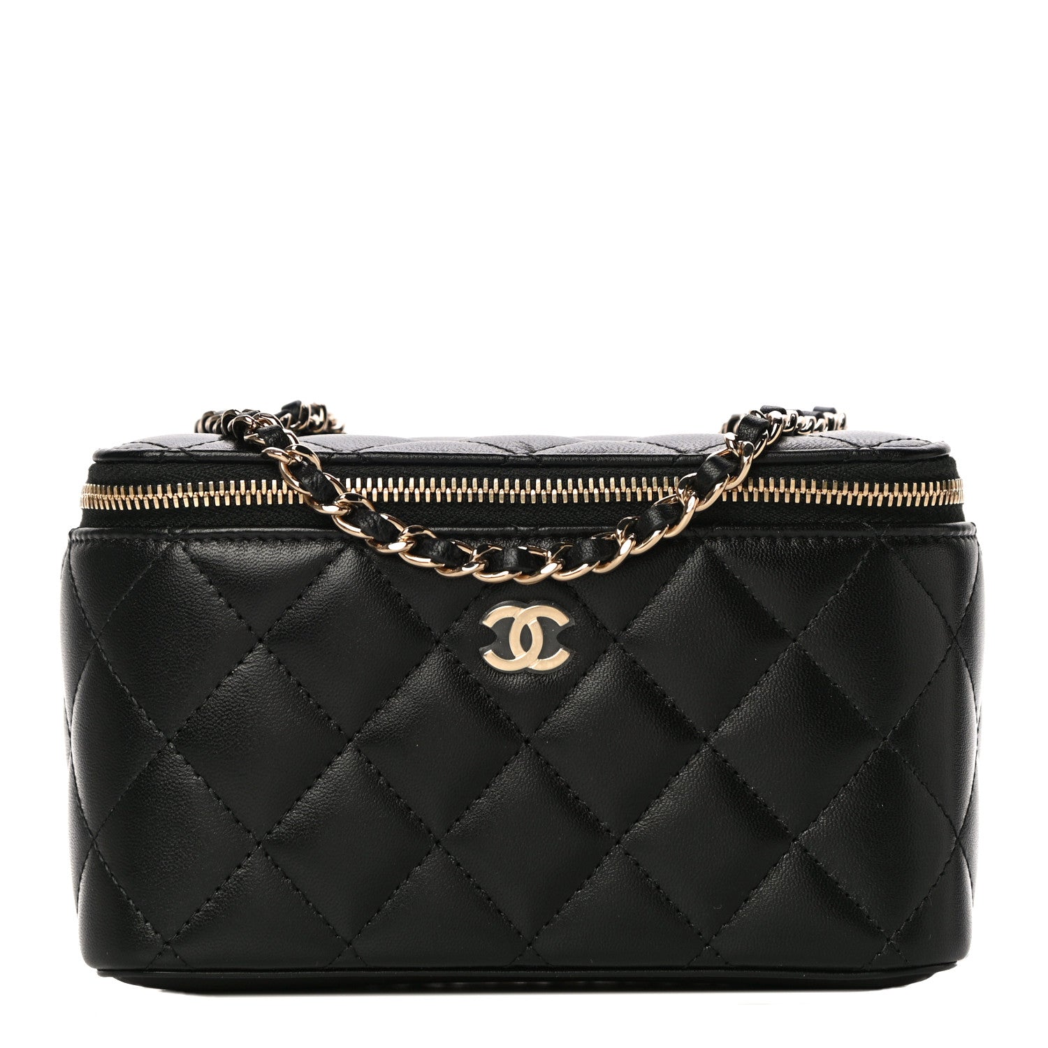 Chanel Lambskin Quilted Small Vanity Case With Chain Black 1 of 11