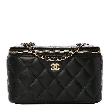 Chanel Lambskin Quilted Small Vanity Case With Chain Black 1 of 11