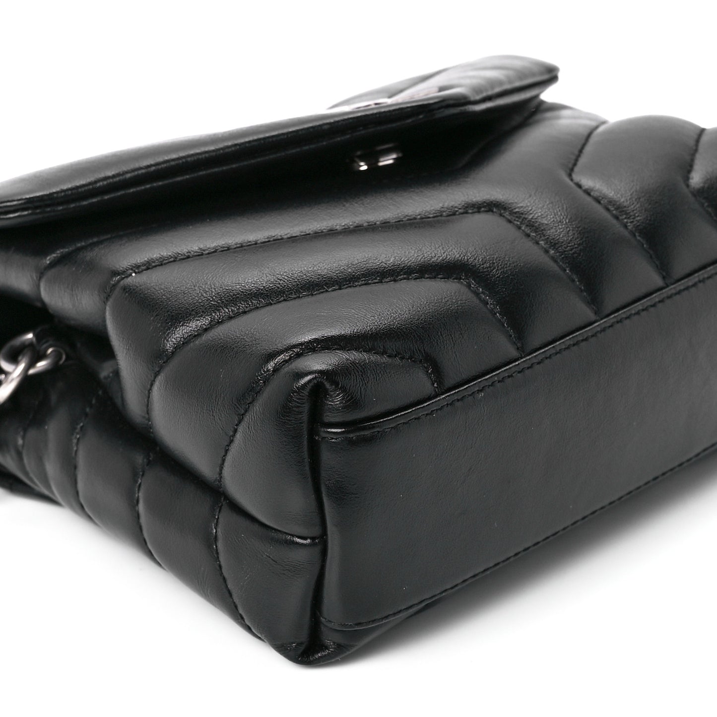 Calfskin Y Quilted Monogram Toy Loulou Crossbody Bag Black