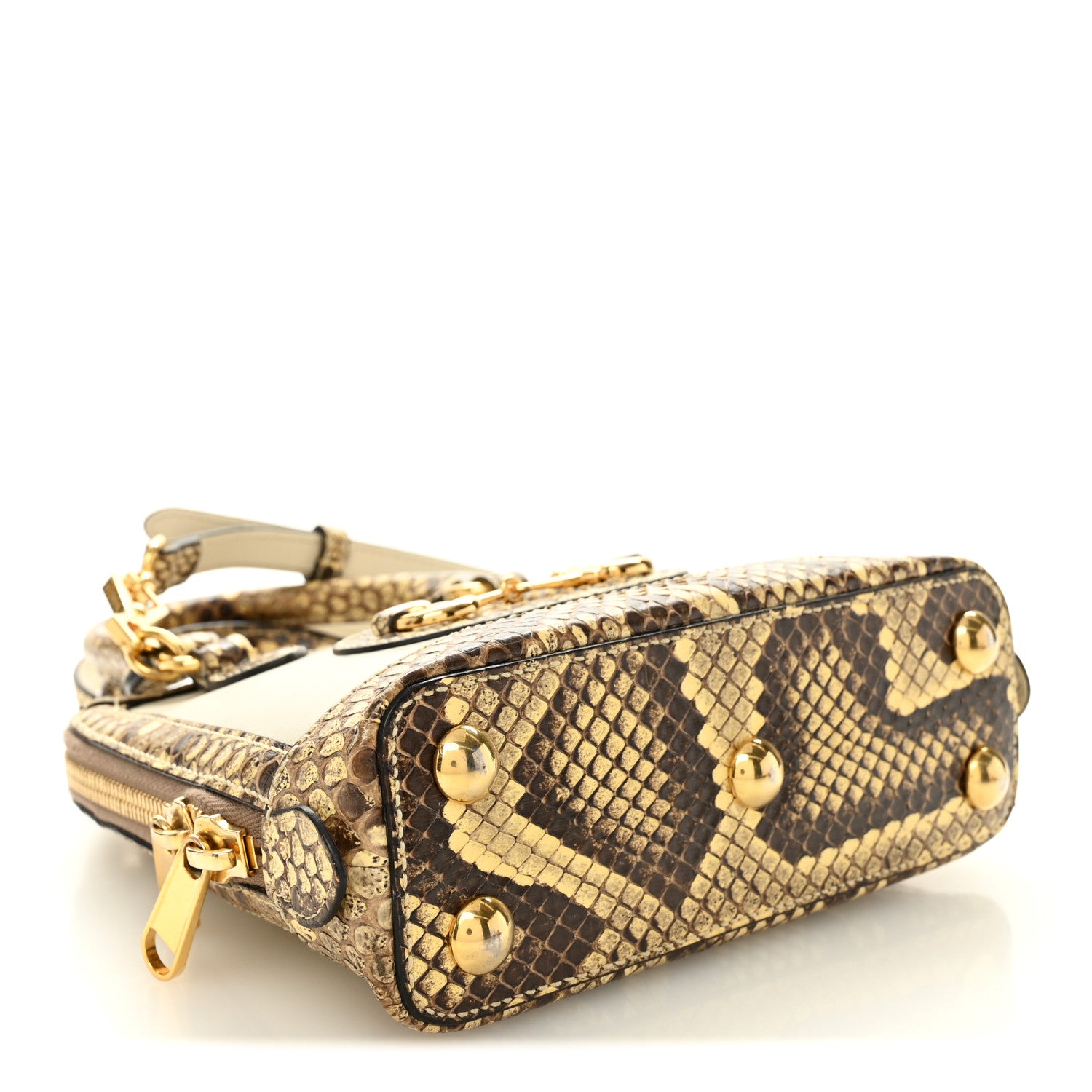 Gucci Snakeskin Boarded Plutone Calfskin Mini Horsebit 1955 Top Handle Bag White Multicolor 4 of 12