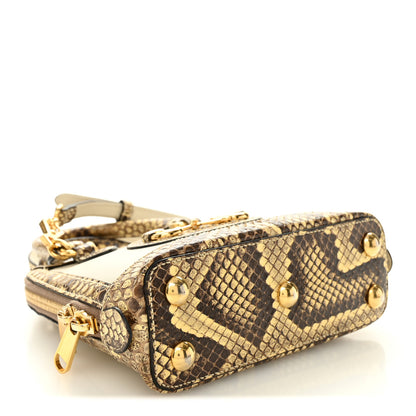 Gucci Snakeskin Boarded Plutone Calfskin Mini Horsebit 1955 Top Handle Bag White Multicolor 4 of 12
