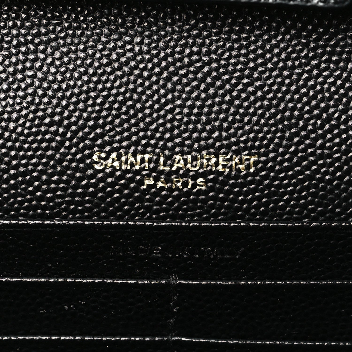 Saint Laurent Grain De Poudre Matelasse Chevron Monogram Chain Wallet Black 6 of 9