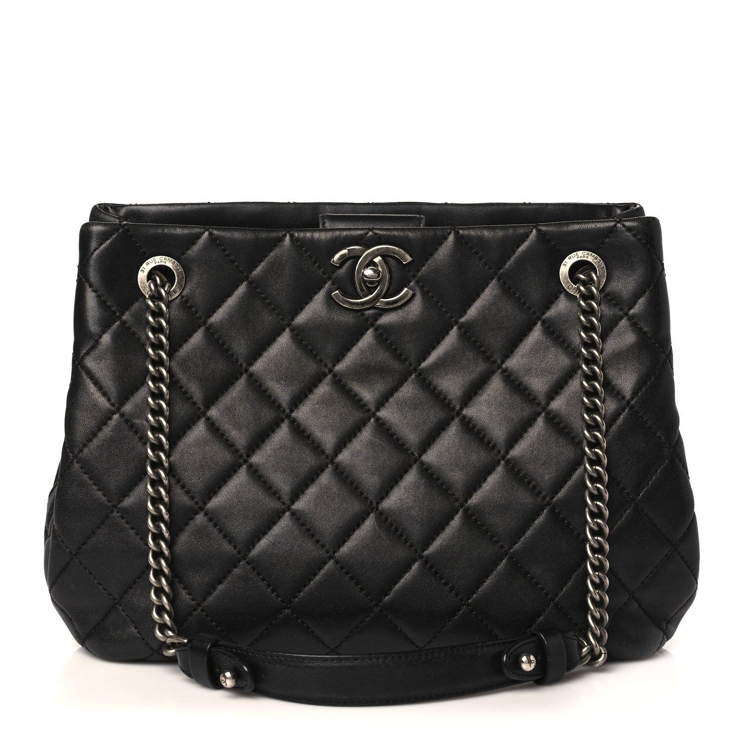 Chanel Lambskin Quilted Accordion Tote Black 1 of 9
