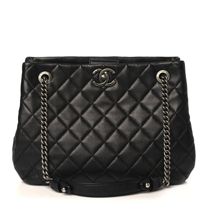 Chanel Lambskin Quilted Accordion Tote Black 1 of 9