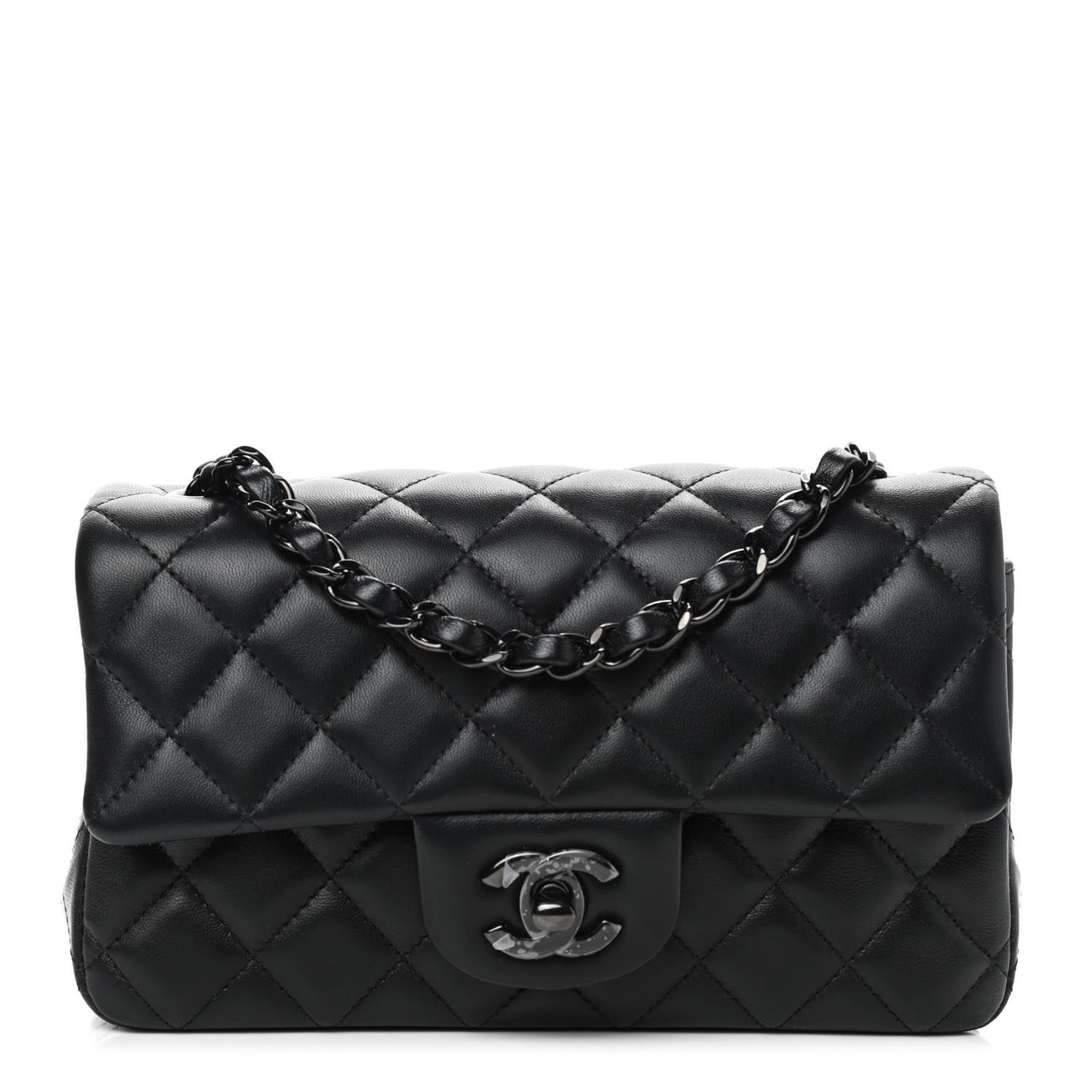 Lambskin Quilted Mini Rectangular Flap So Black