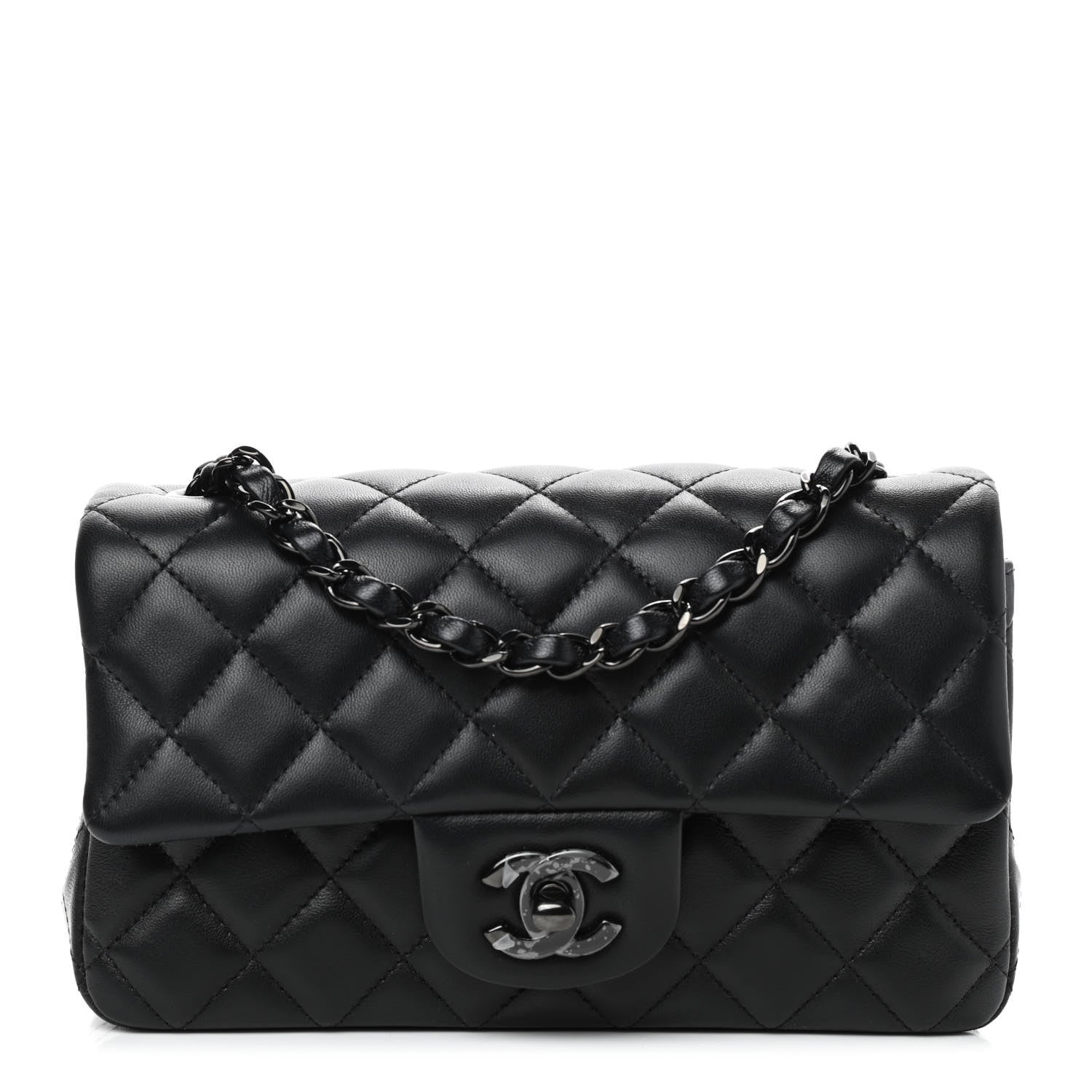 Chanel Lambskin Quilted Mini Rectangular Flap So Black 1 of 9